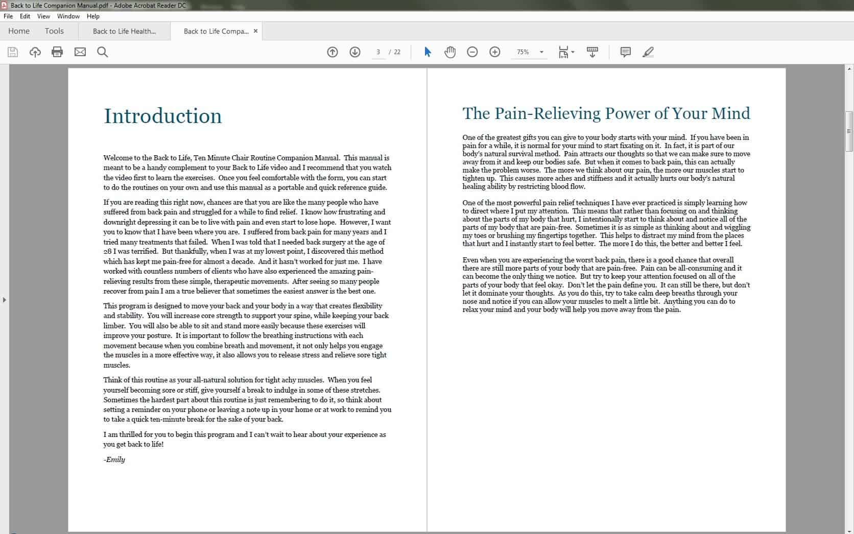 Back To Life's 3 Level Healthy Back System - Companion Guide PDF