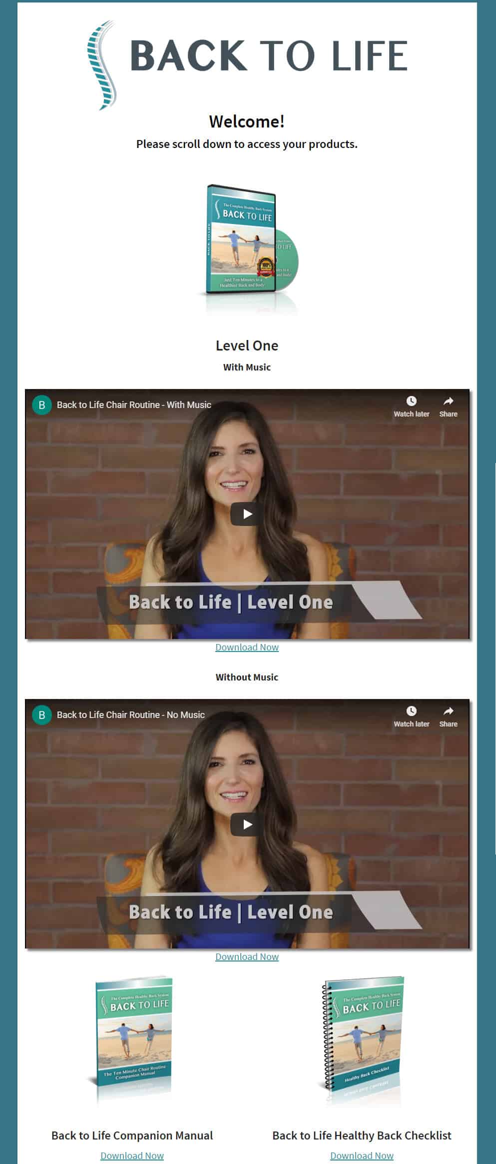 Back To Life 3 Level Healthy Back System Download Page