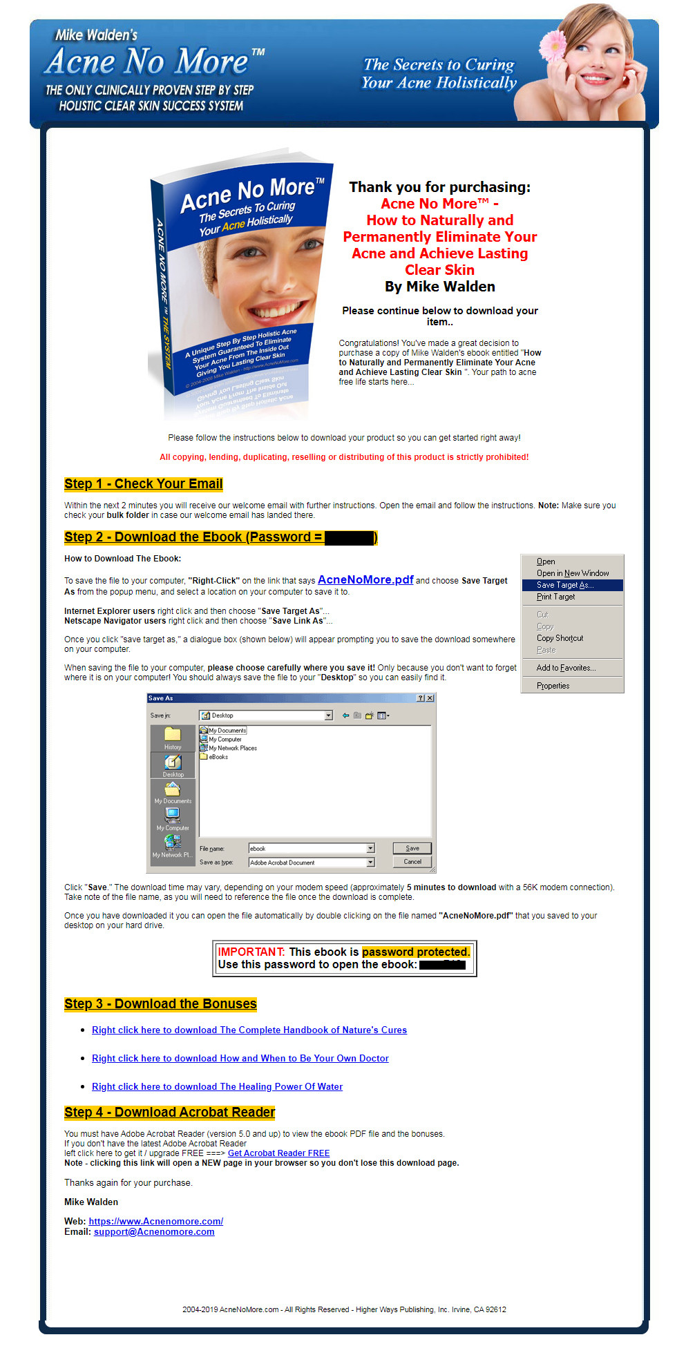 Acne No More Download Page