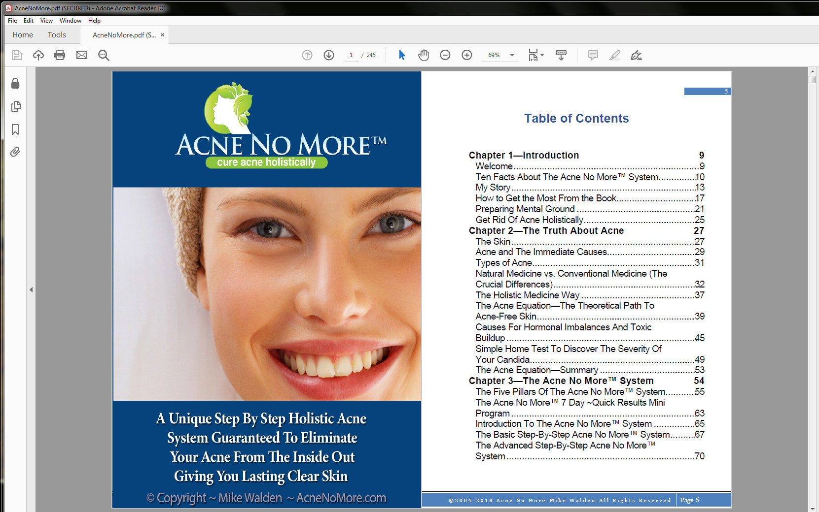 Acne No More Table of Contents